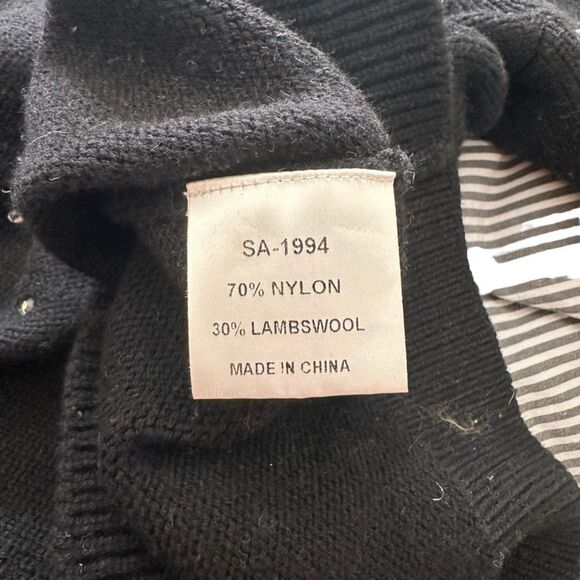 SAYLOR Jeweled Button Wool Cardigan in Black Sz S - Picture 3 of 4